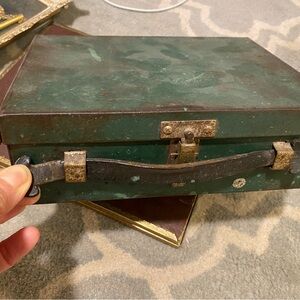 Antique metal shoe shine box